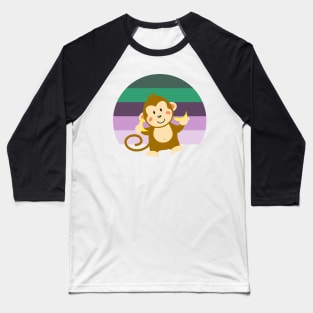 Cute little Monkey loves Bananas Baseball T-Shirt